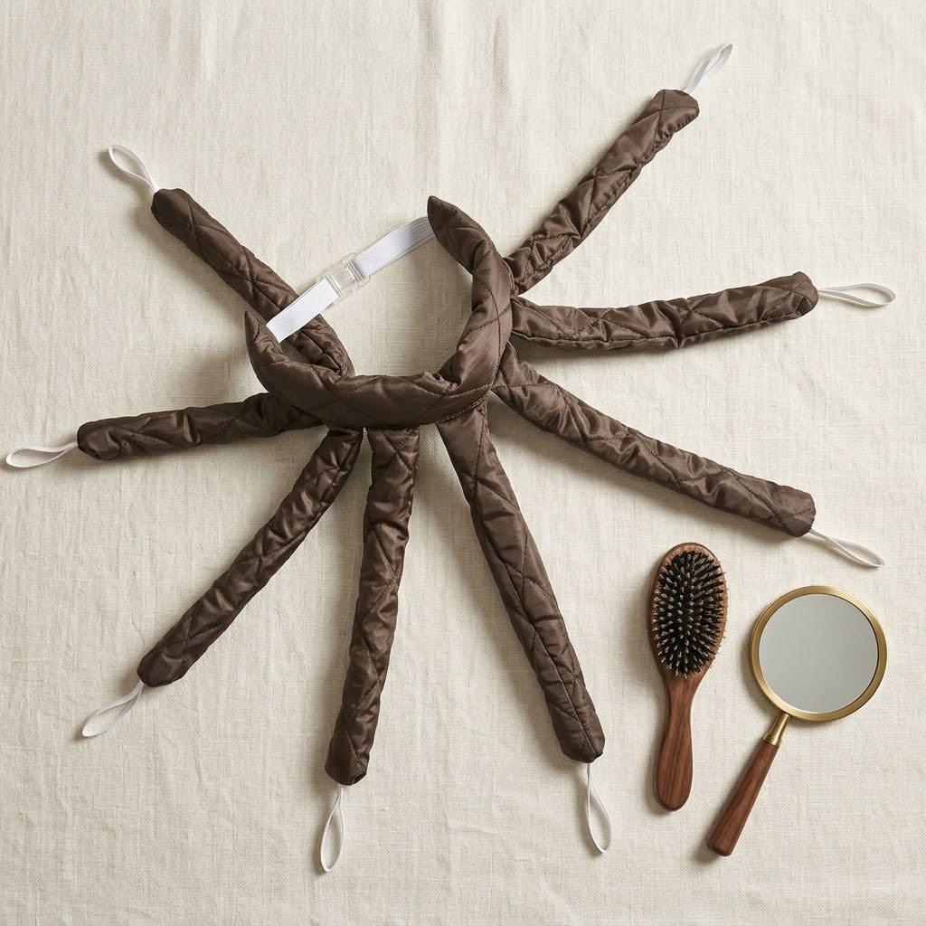Bigoudi sans chaleur marron, 8 rubans