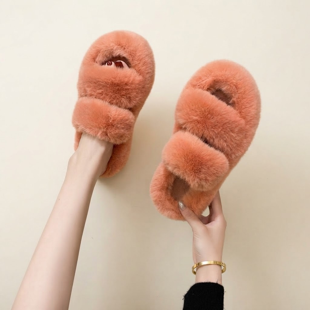 Chaussons Nuage duveteux coloris orange